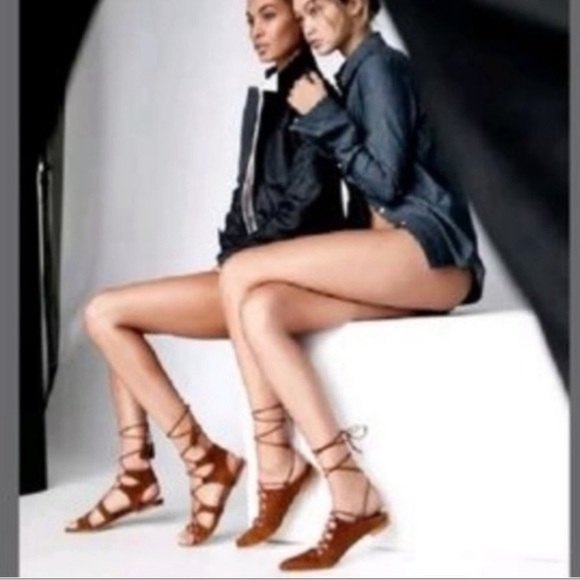 Stuart Weitzman Brown Stringdown Suede Lace Up Mules - Picture 11 of 11